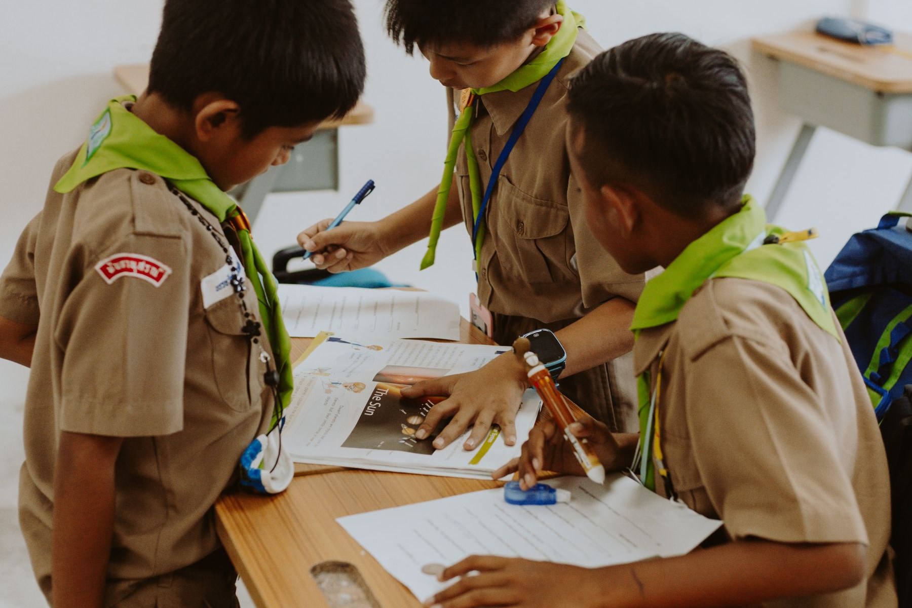 Middle school students in a discussion circle