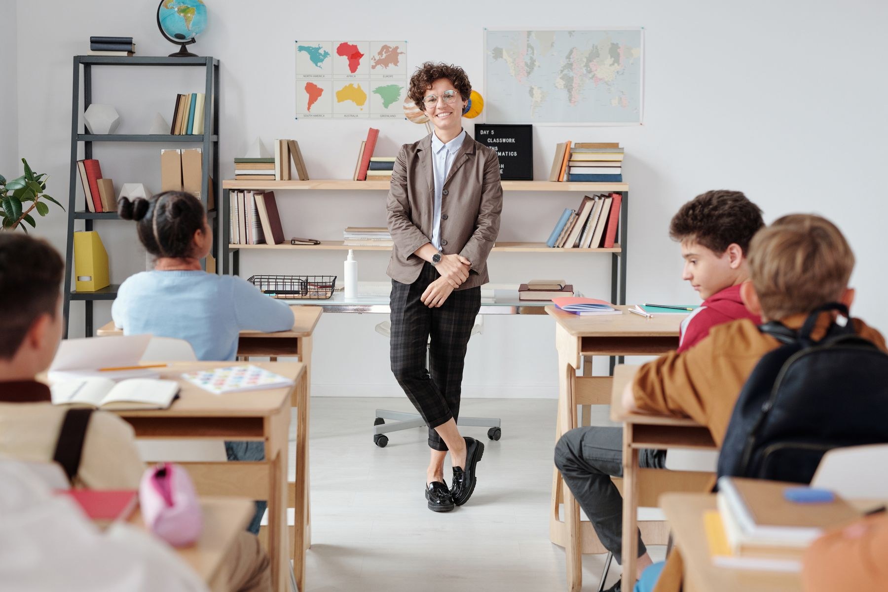 Student speaking at a school podium